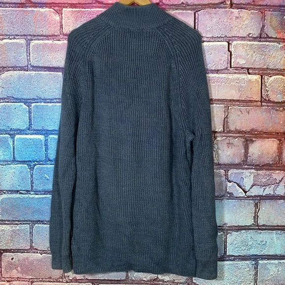 L.L. Bean Sweatshirt Size Large Tall Full Zip Gray Knit Sweater 100% Cotton - Picture 4 of 5